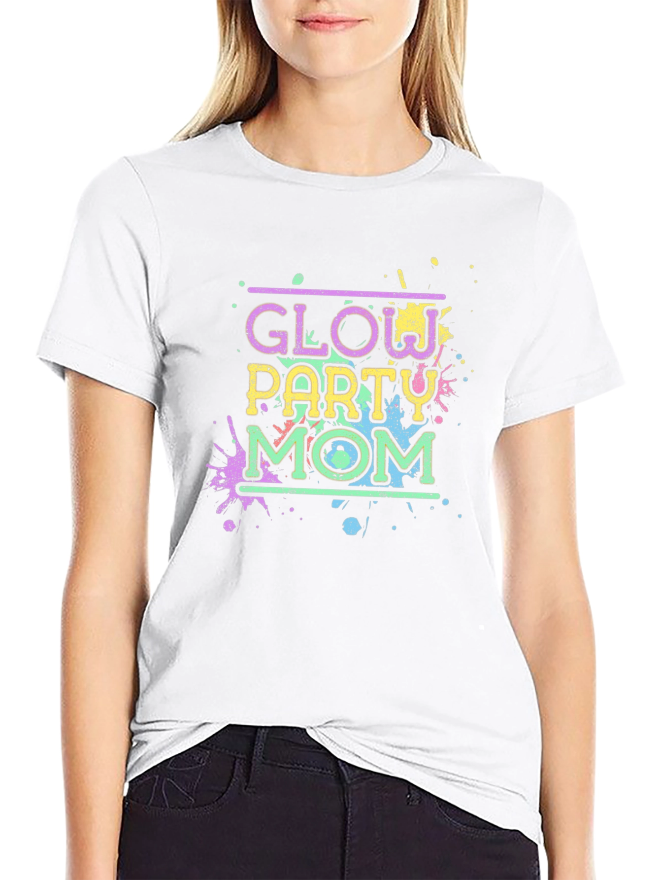 Glow Party Mom T-Shirt - Neon Fun!
