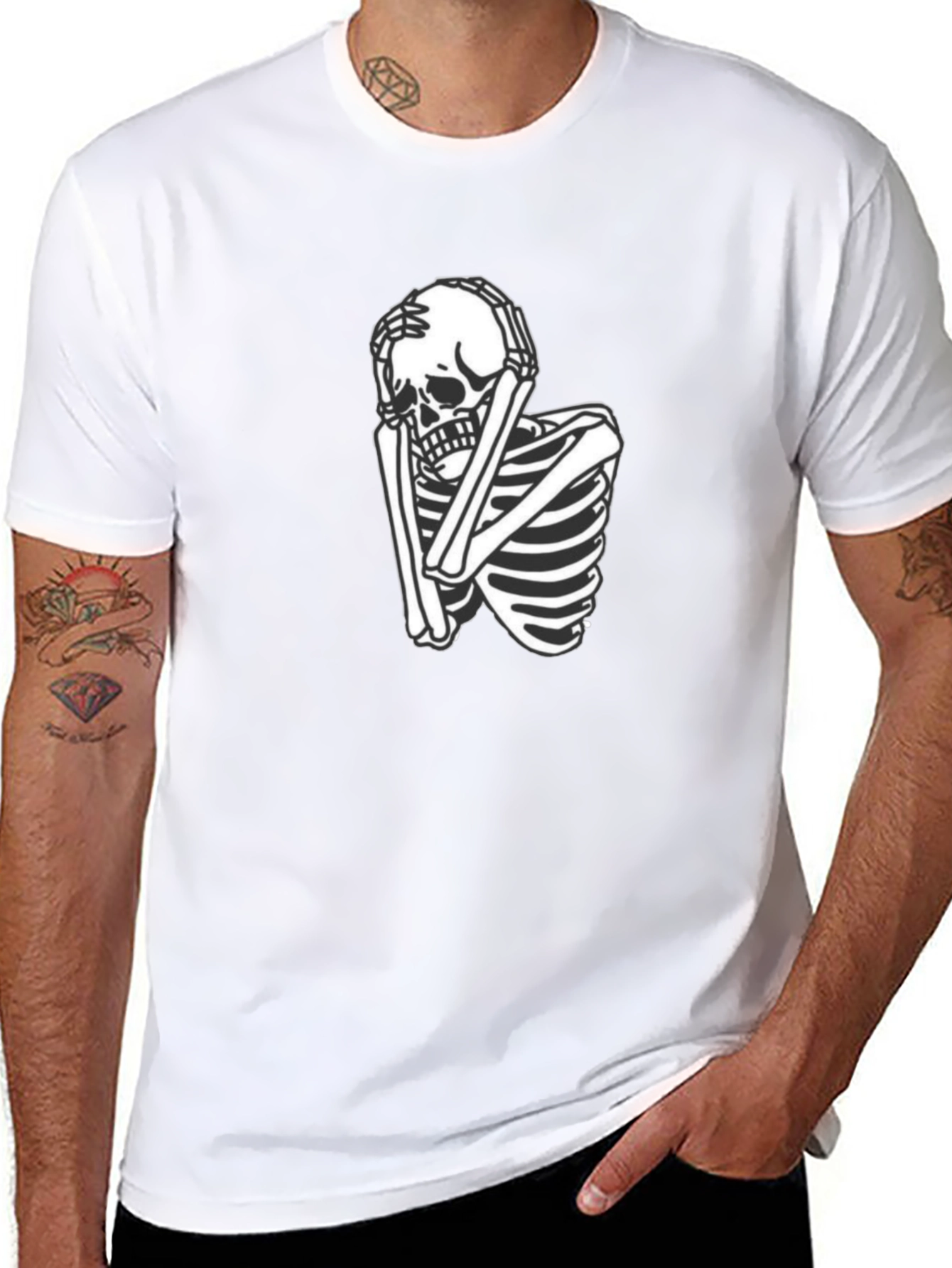 Skeleton Graphic Tee - Trendy Black T-Shirt