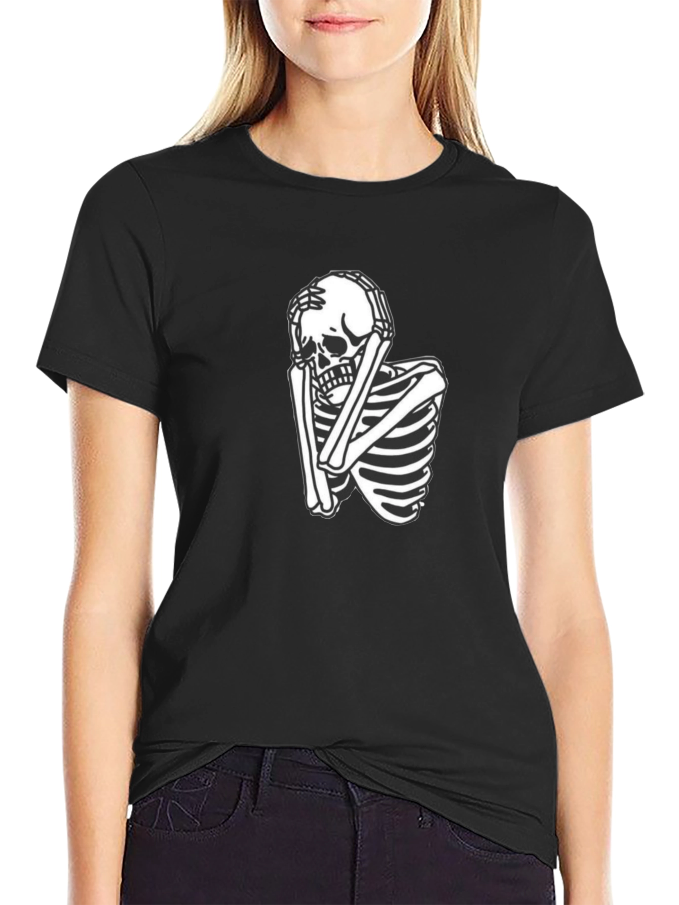 Skeleton Graphic Tee - Trendy Black T-Shirt