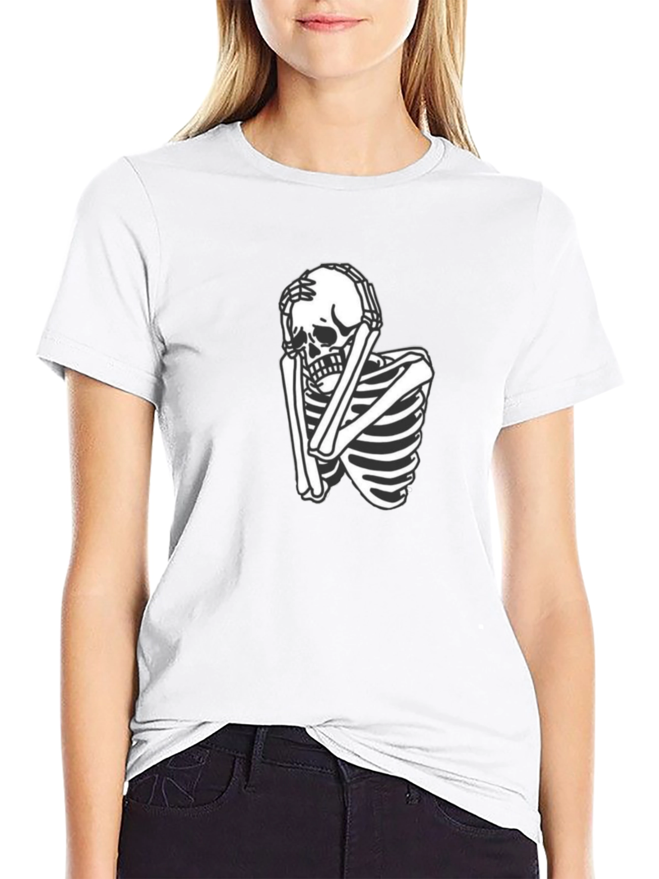 Skeleton Graphic Tee - Trendy Black T-Shirt