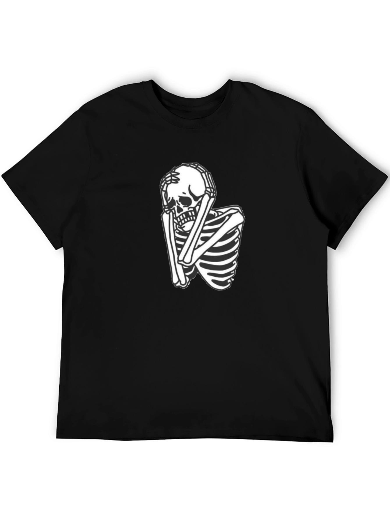 Skeleton Graphic Tee - Trendy Black T-Shirt
