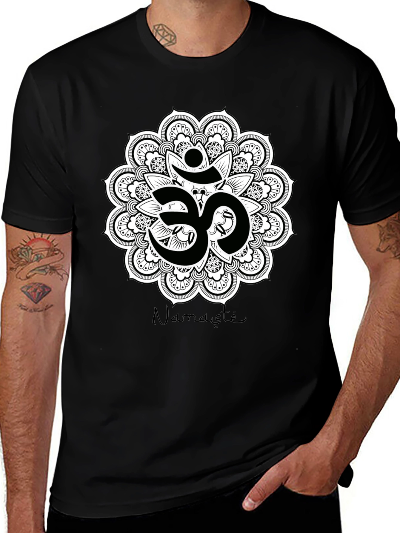 Om Mandala Namaste Black T-Shirt