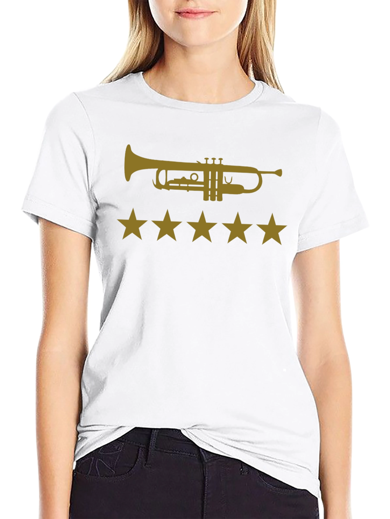 Trumpet & Stars Graphic Tee - Cool Music Shirt