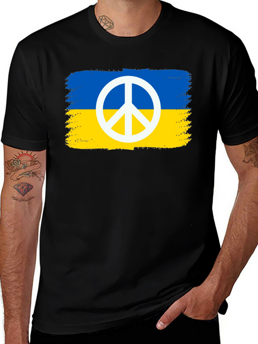 Ukraine Peace Sign Black T-Shirt