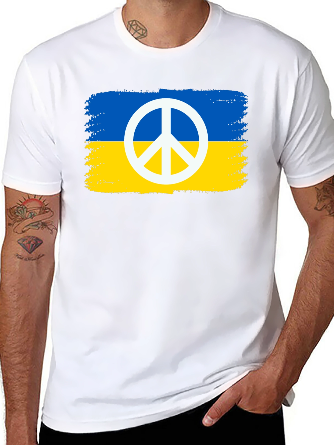 Ukraine Peace Sign Black T-Shirt