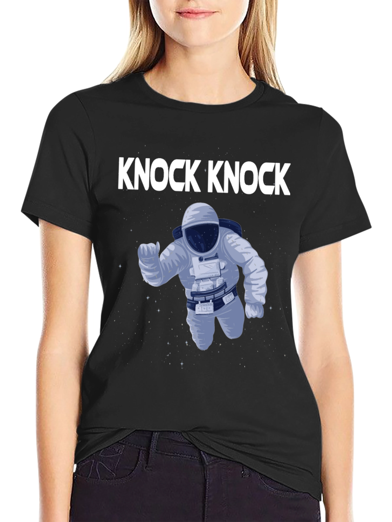 Knock Knock Astronaut Graphic Tee - Black
