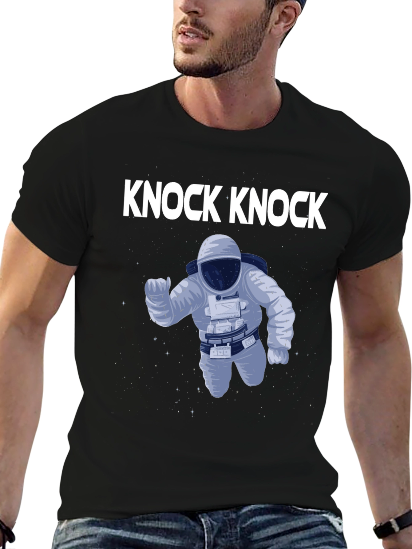 Knock Knock Astronaut Graphic Tee - Black