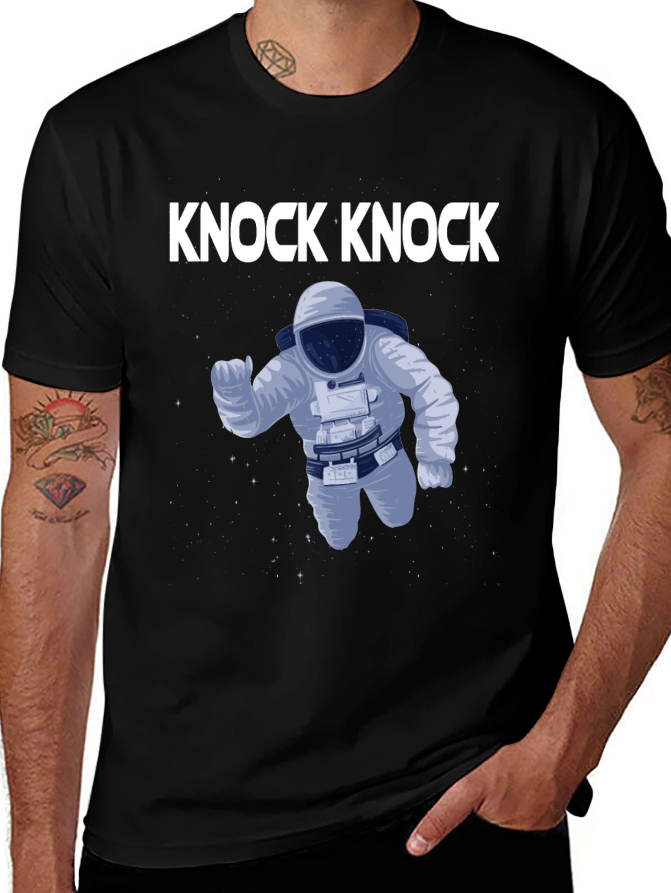 Knock Knock Astronaut Graphic Tee - Black
