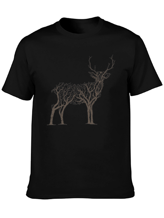 Nature Stag Graphic Tee - Black Cotton Blend