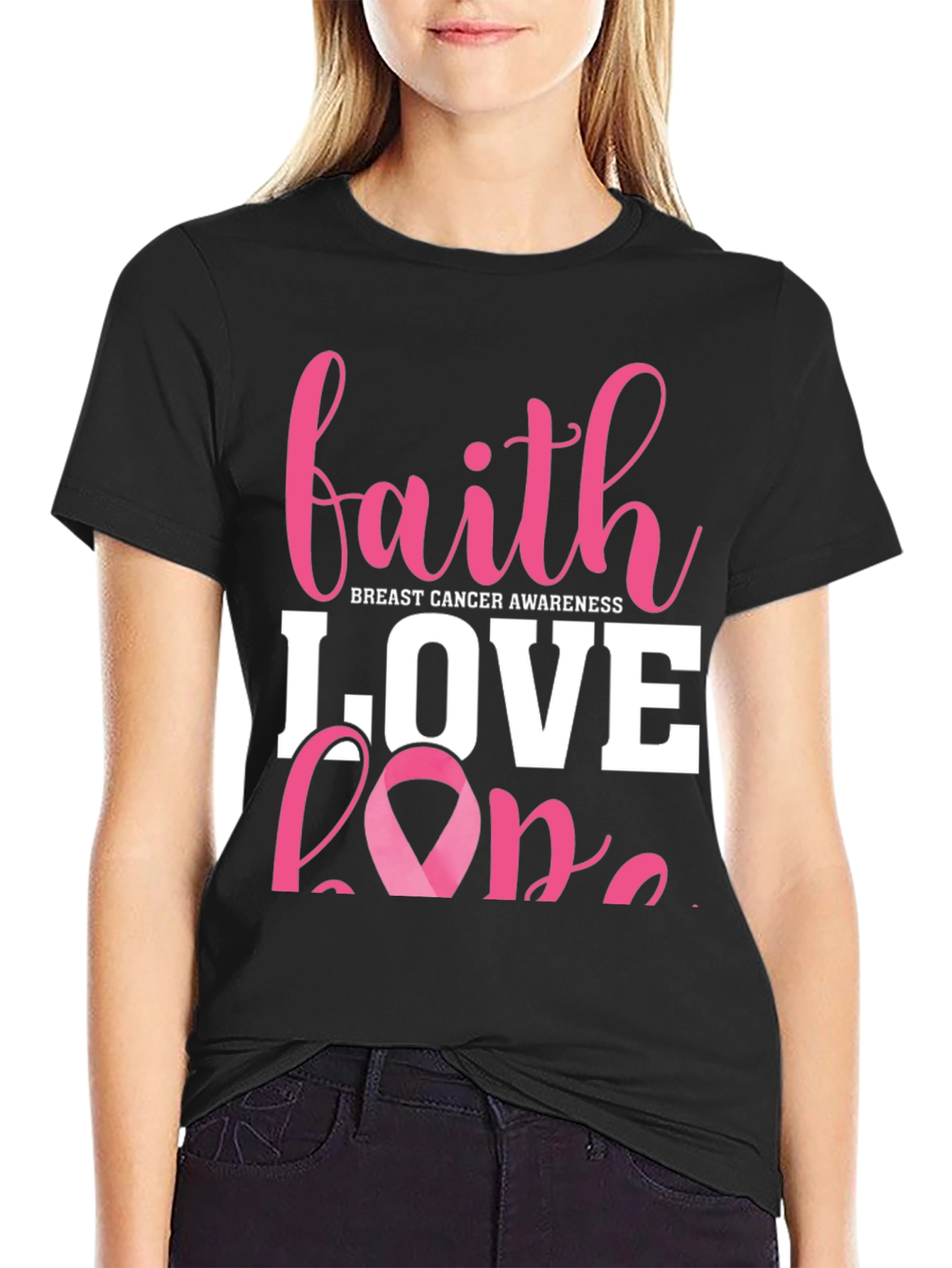Faith Love Hope Breast Cancer Awareness T-Shirt