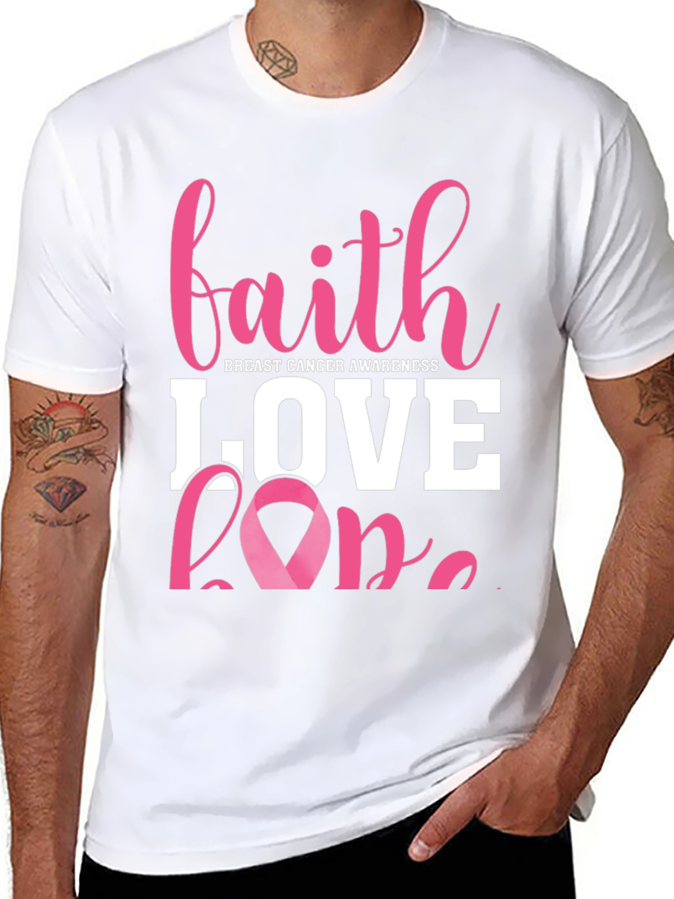 Faith Love Hope Breast Cancer Awareness T-Shirt