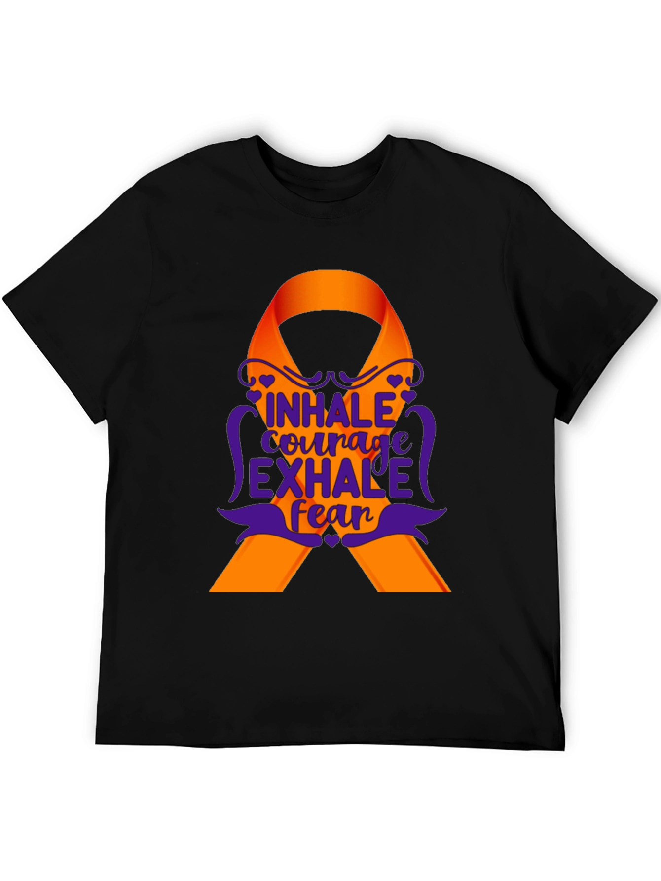 Inhale Courage Exhale Fear Awareness Ribbon T-Shirt