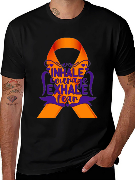 Inhale Courage Exhale Fear Awareness Ribbon T-Shirt