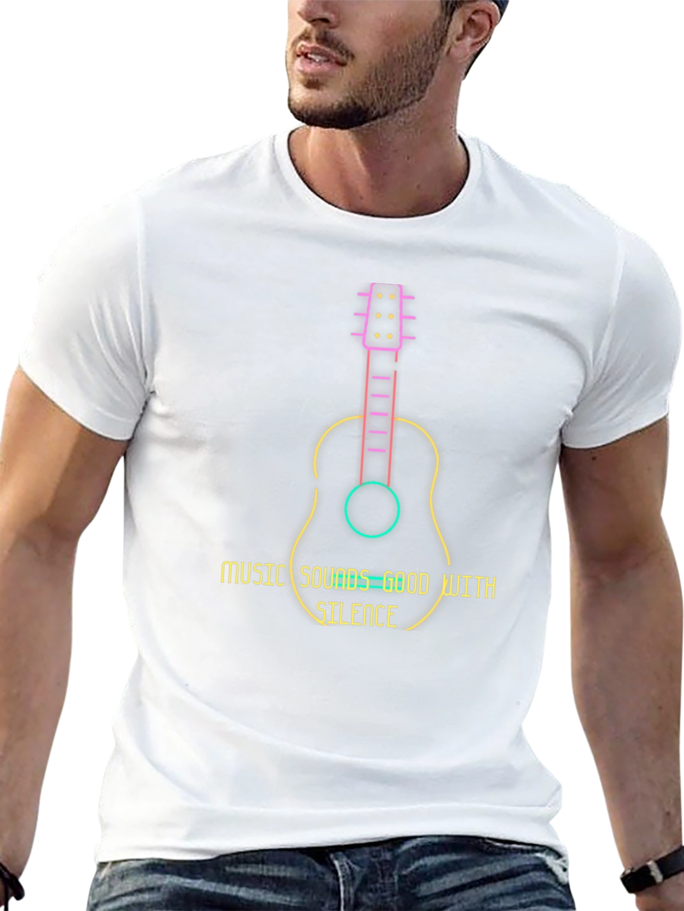 Guitar Music T-Shirt - Sounds Good With Silence
