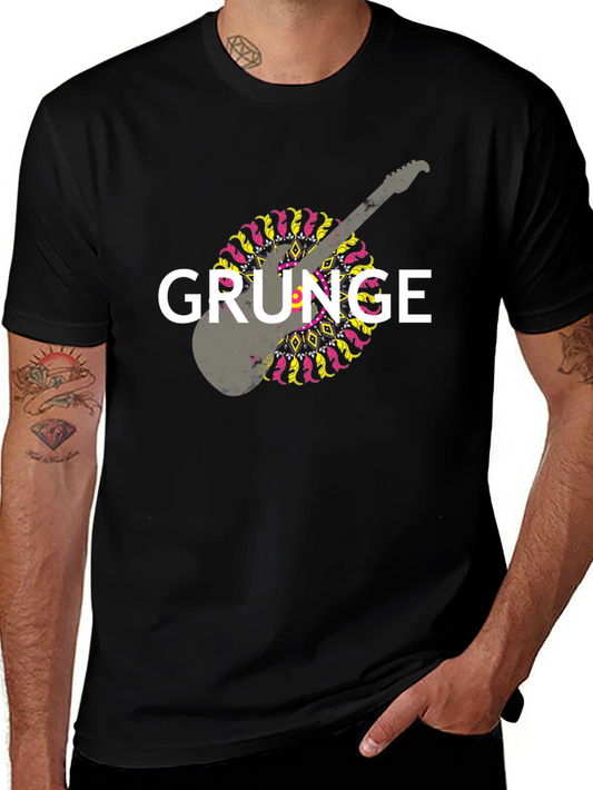 Grunge Guitar Graphic T-Shirt - Black