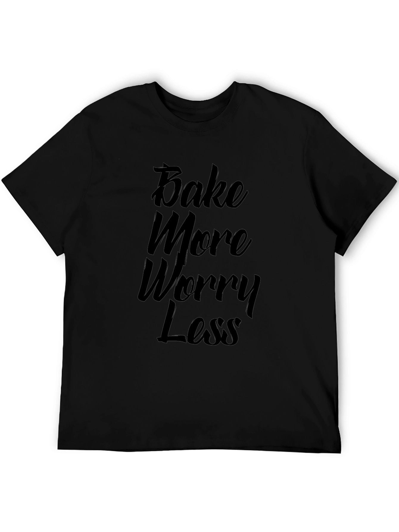 Bake More Worry Less Black Graphic Tee