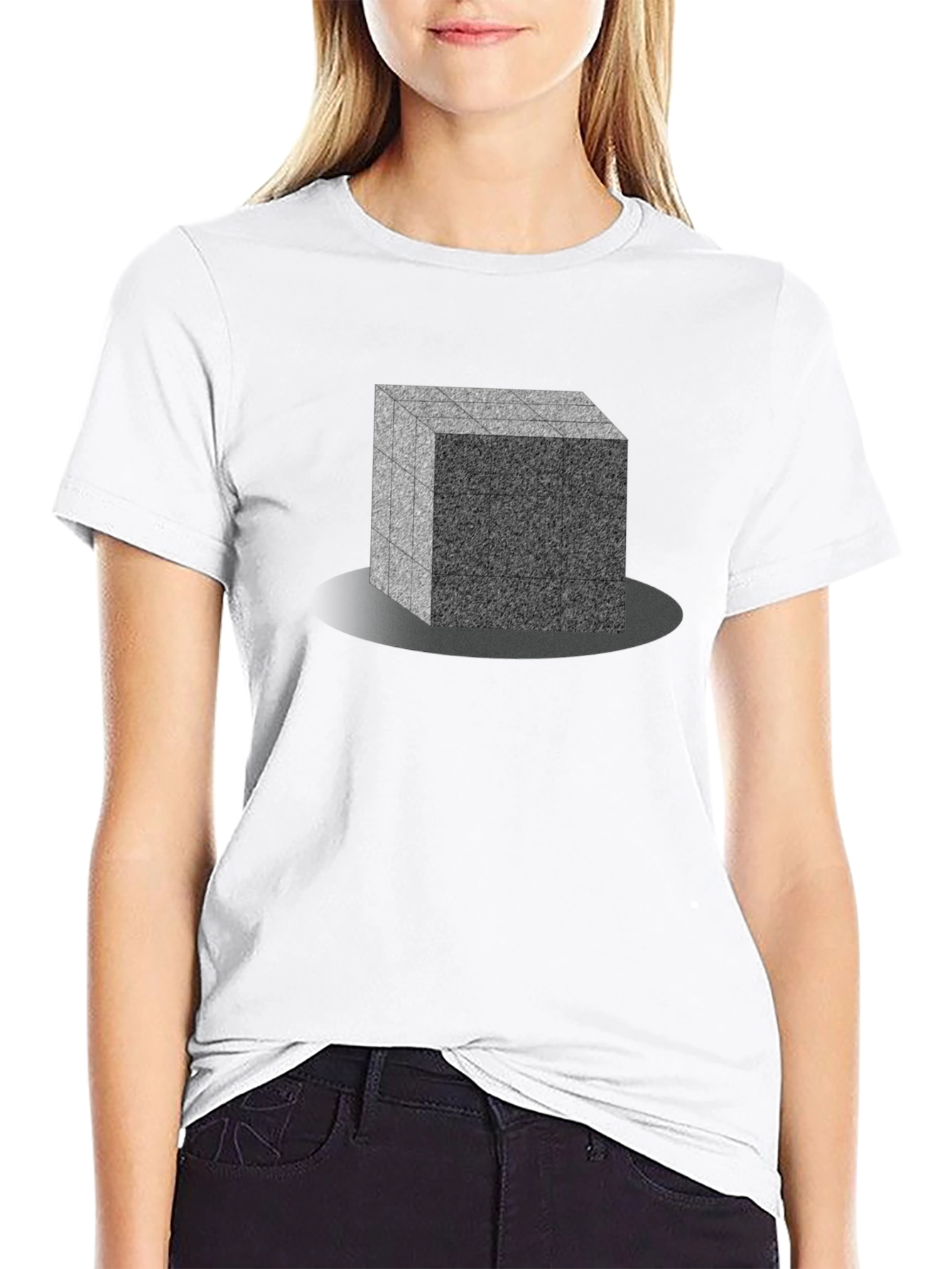 Geometric Cube Design Black T-Shirt