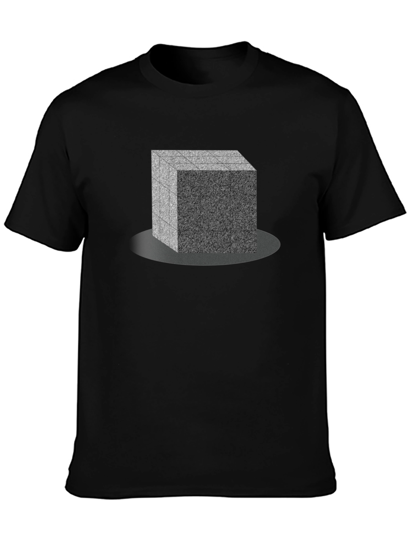 Geometric Cube Design Black T-Shirt