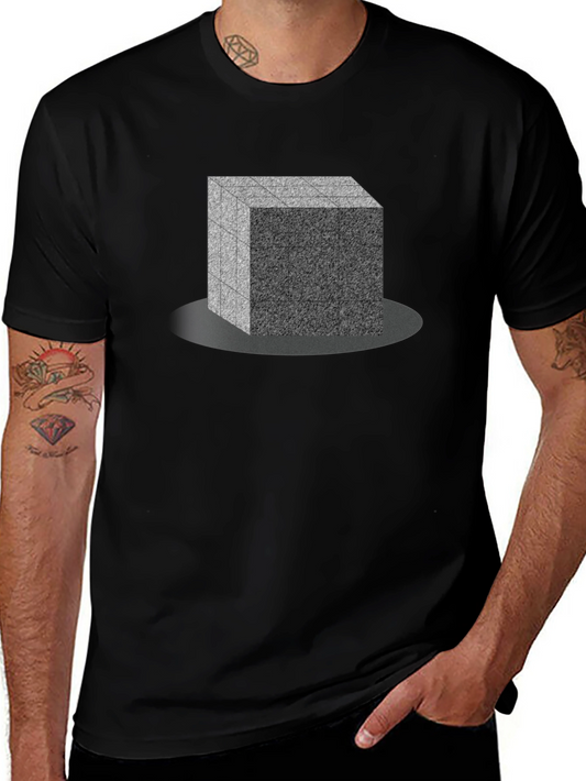 Geometric Cube Design Black T-Shirt
