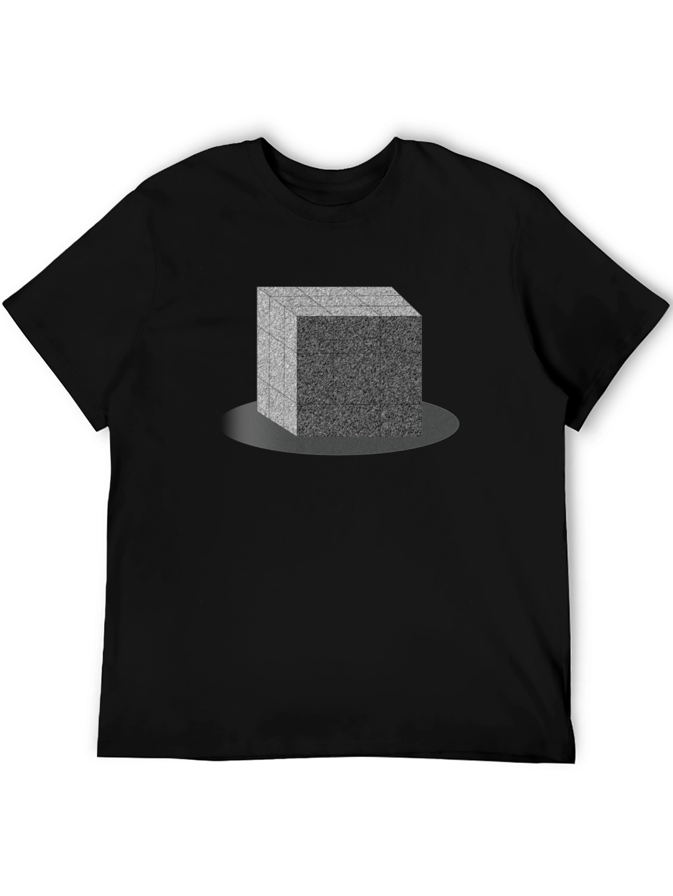 Geometric Cube Design Black T-Shirt