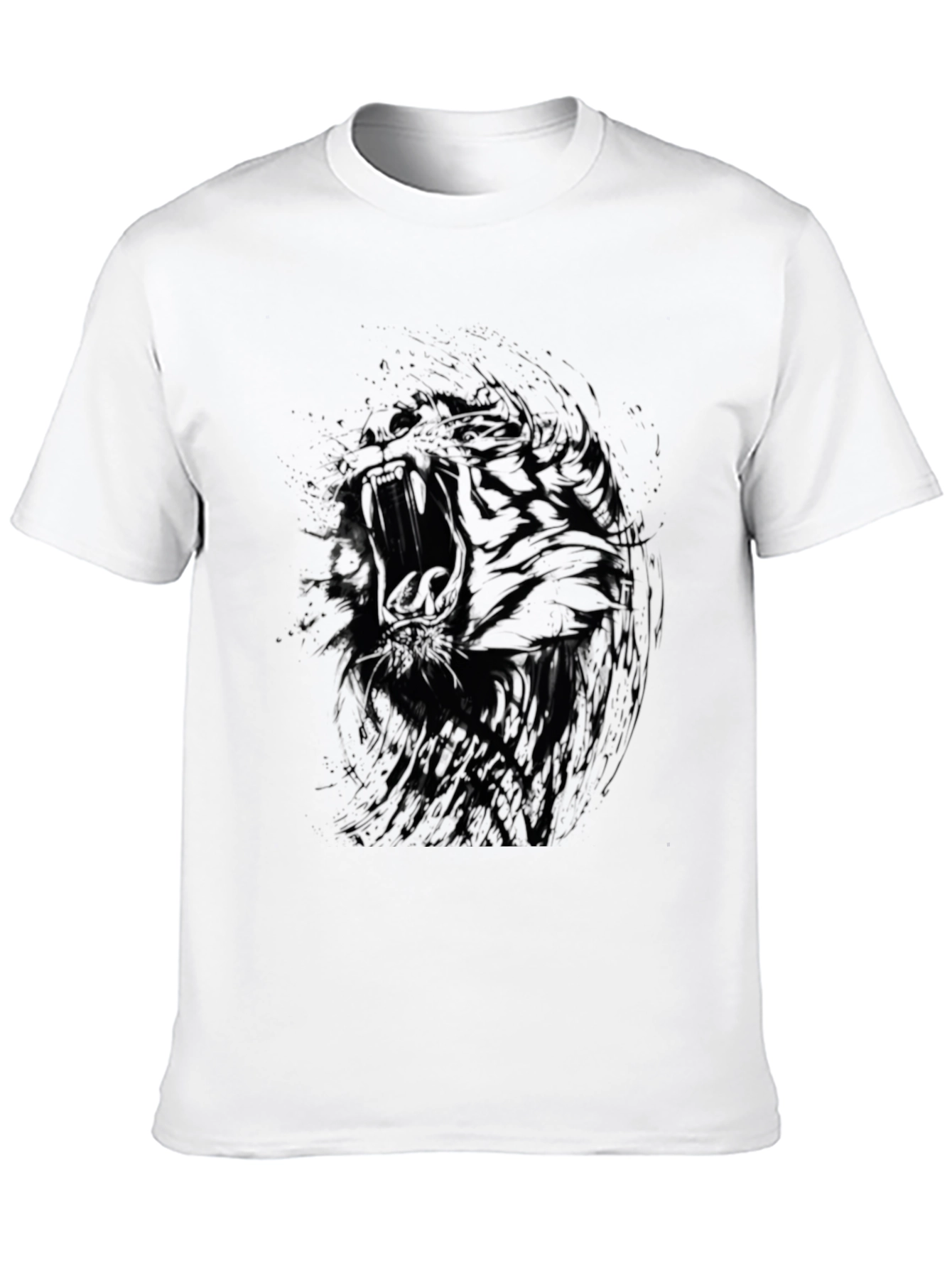 Black T-Shirt with Abstract Tiger Design