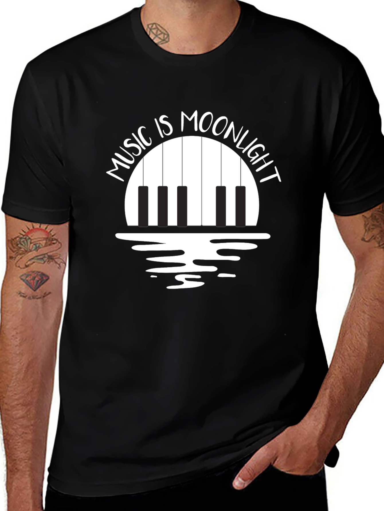 Music is Moonlight Piano Graphic T-Shirt