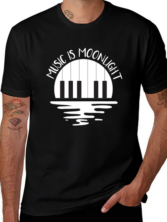 Music is Moonlight Piano Graphic T-Shirt