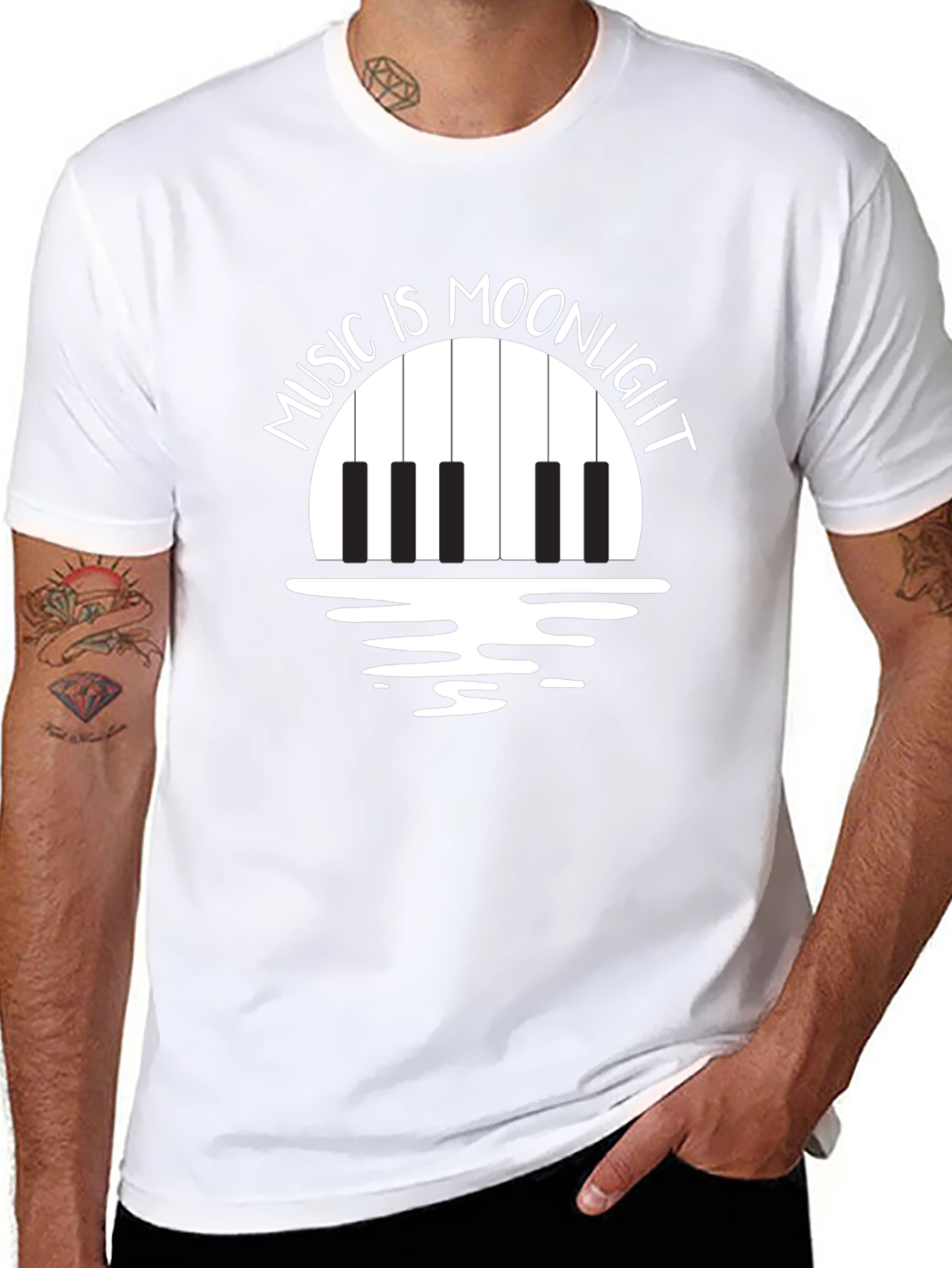 Music is Moonlight Piano Graphic T-Shirt