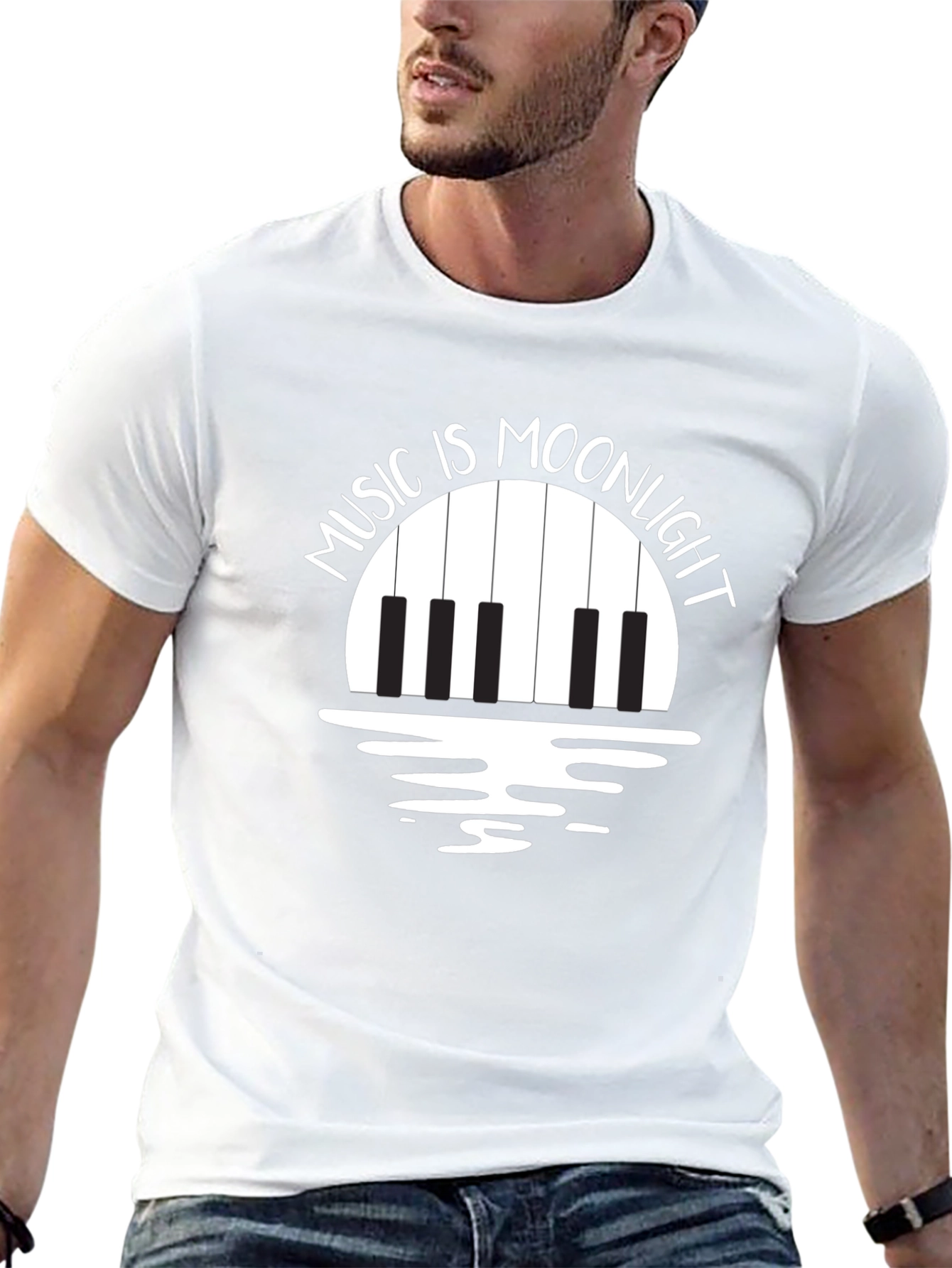 Music is Moonlight Piano Graphic T-Shirt