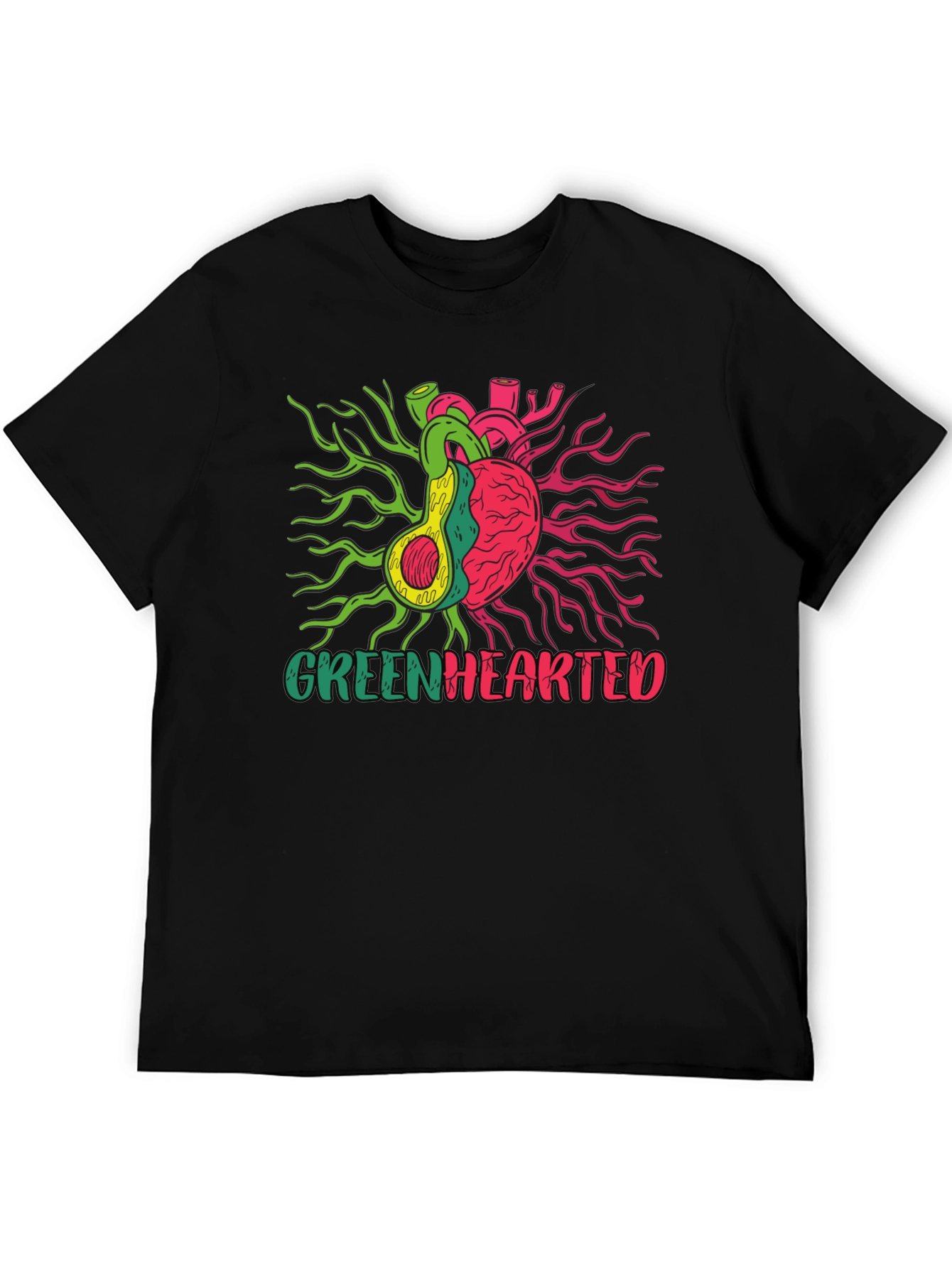 Greenhearted Graphic Tee - Unique Avocado Heart Design