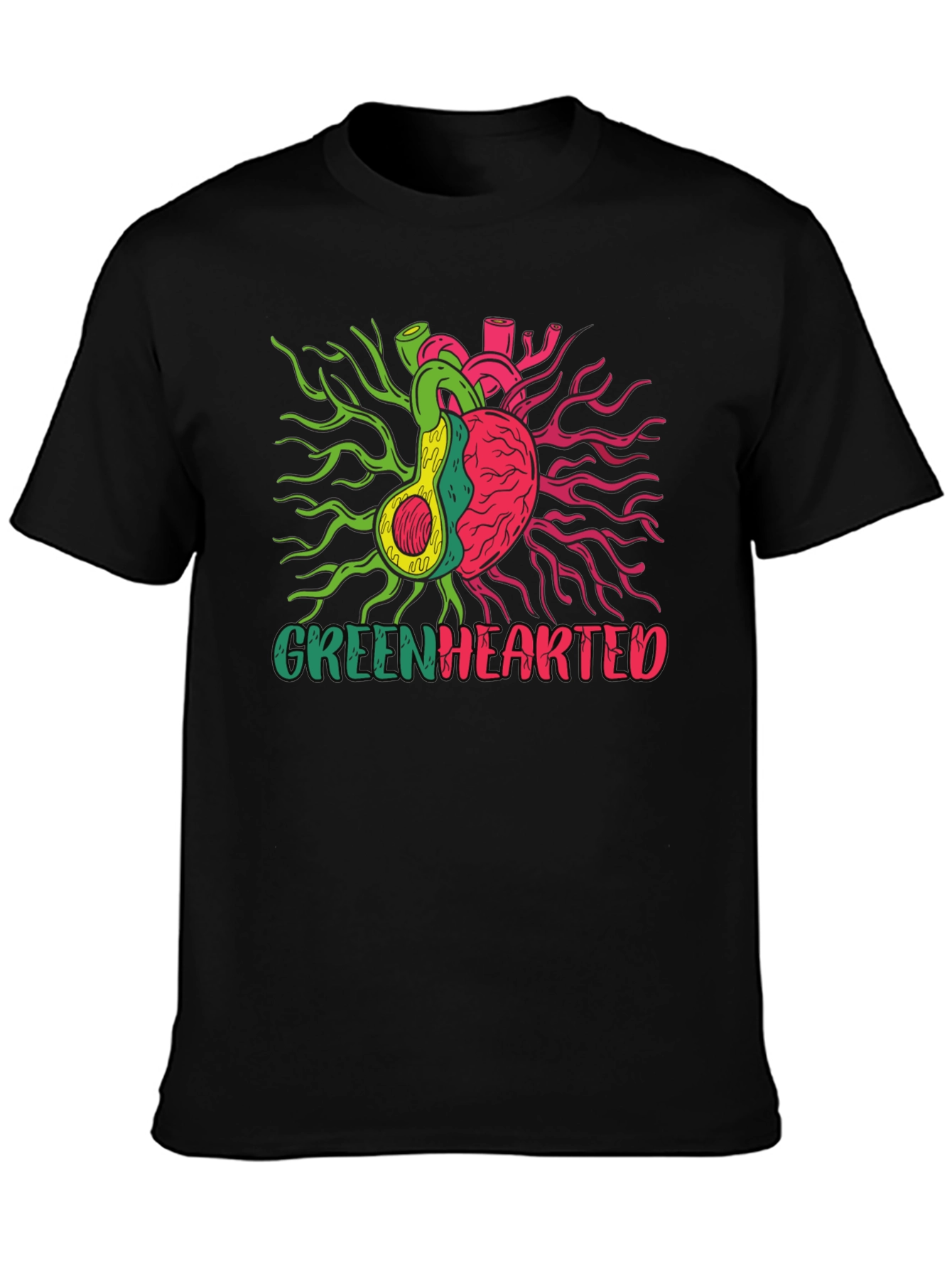 Greenhearted Graphic Tee - Unique Avocado Heart Design