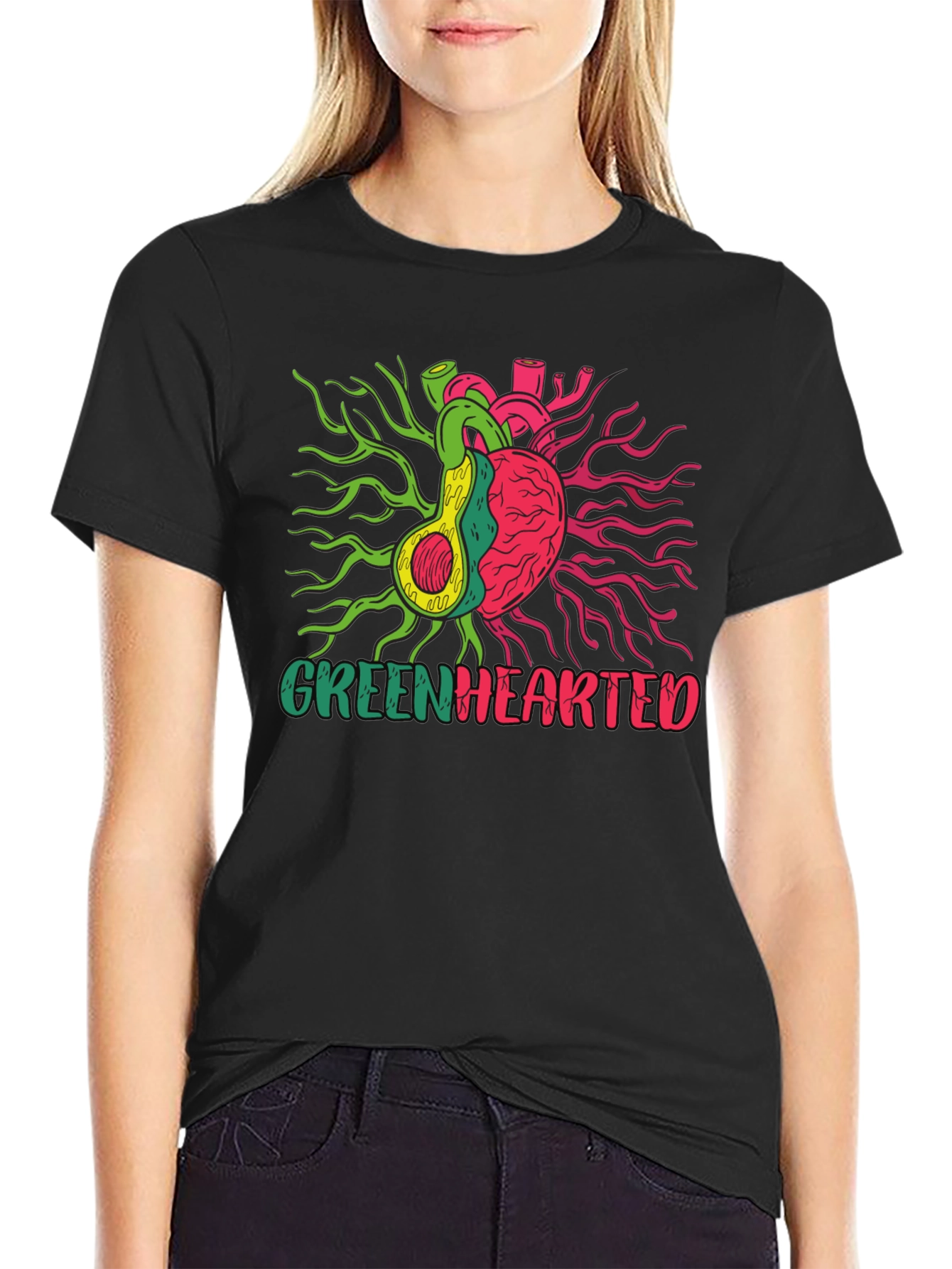 Greenhearted Graphic Tee - Unique Avocado Heart Design