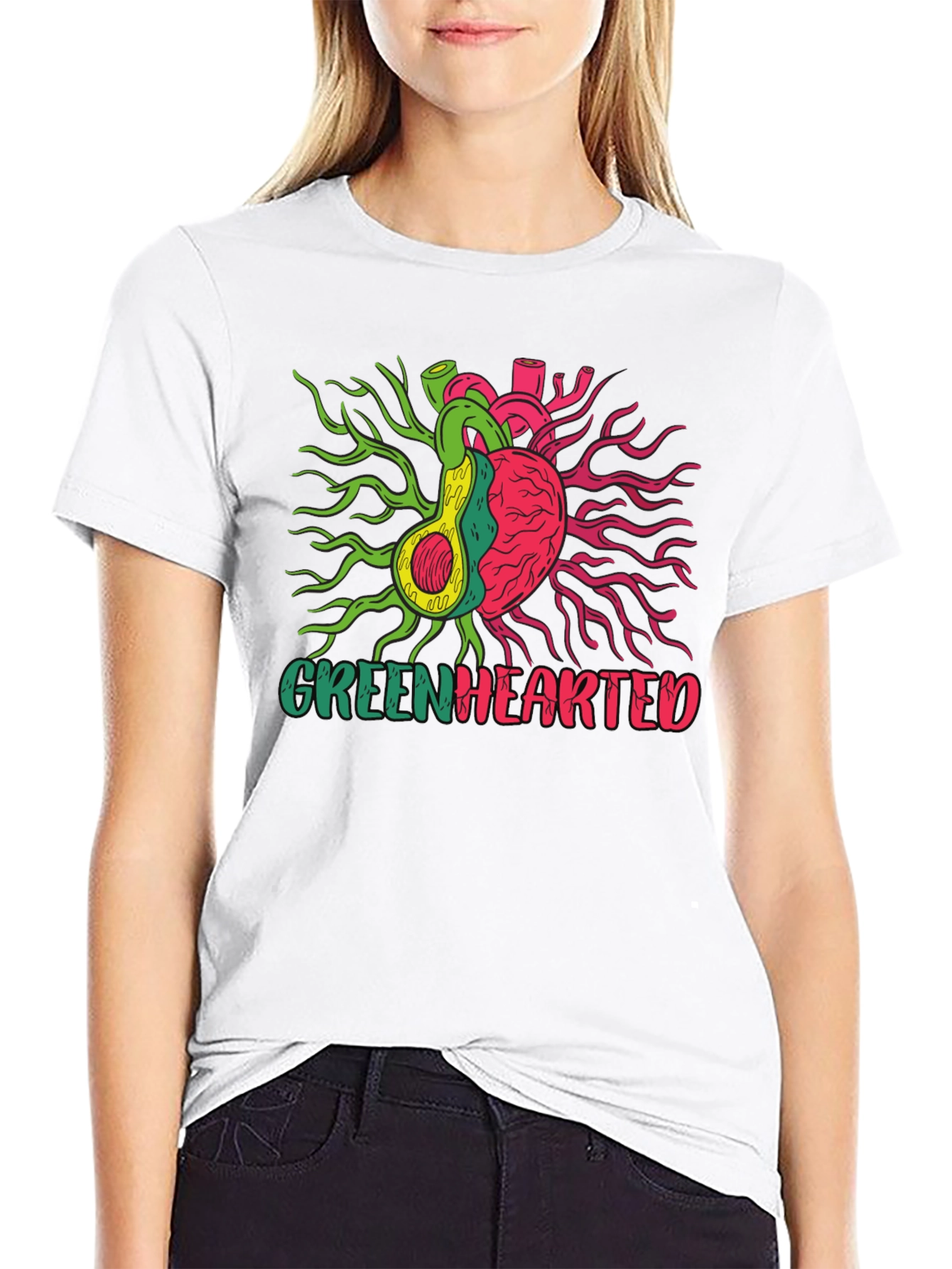 Greenhearted Graphic Tee - Unique Avocado Heart Design