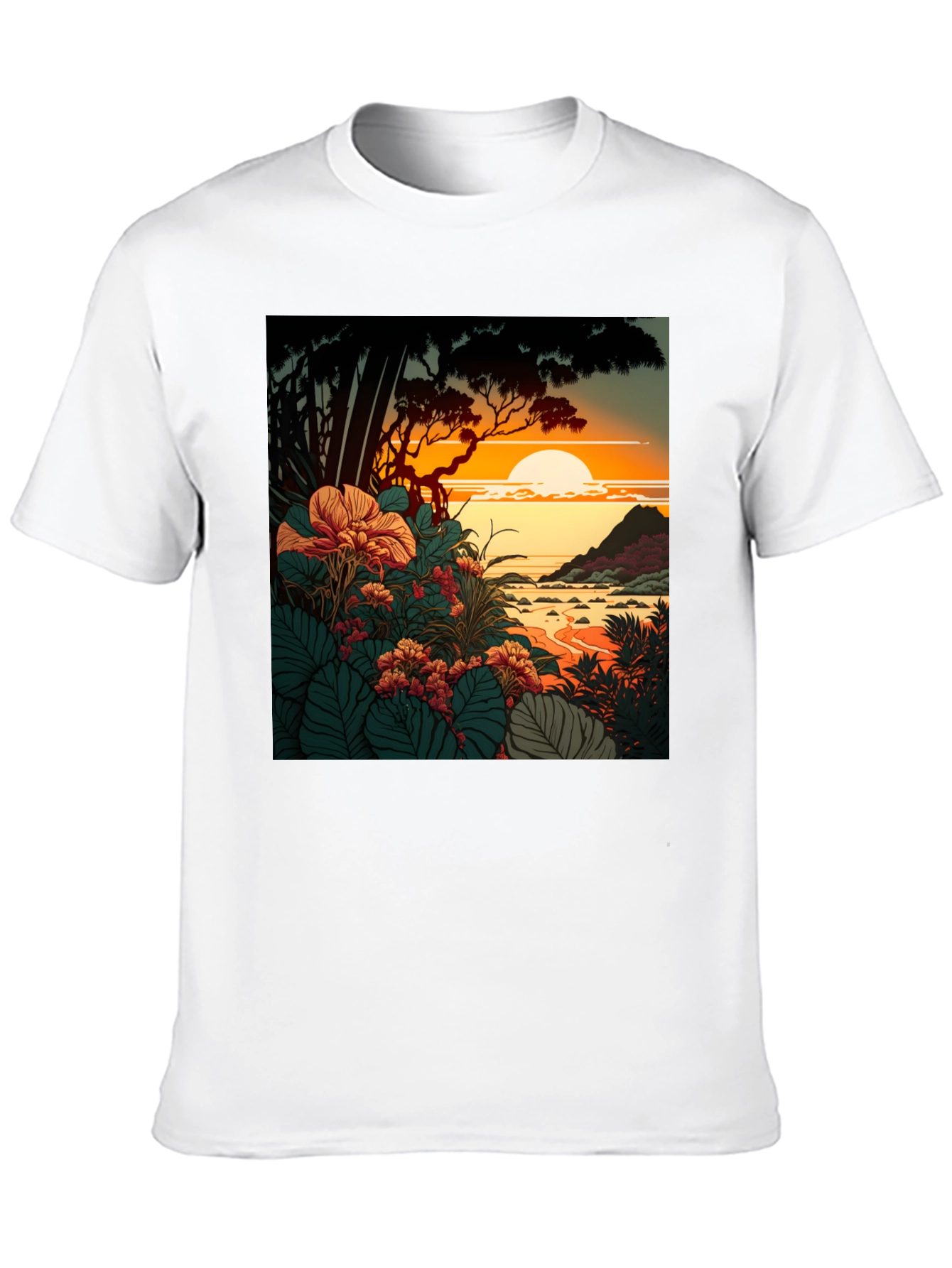 Tropical Sunset Graphic Tee - Stylish Comfort