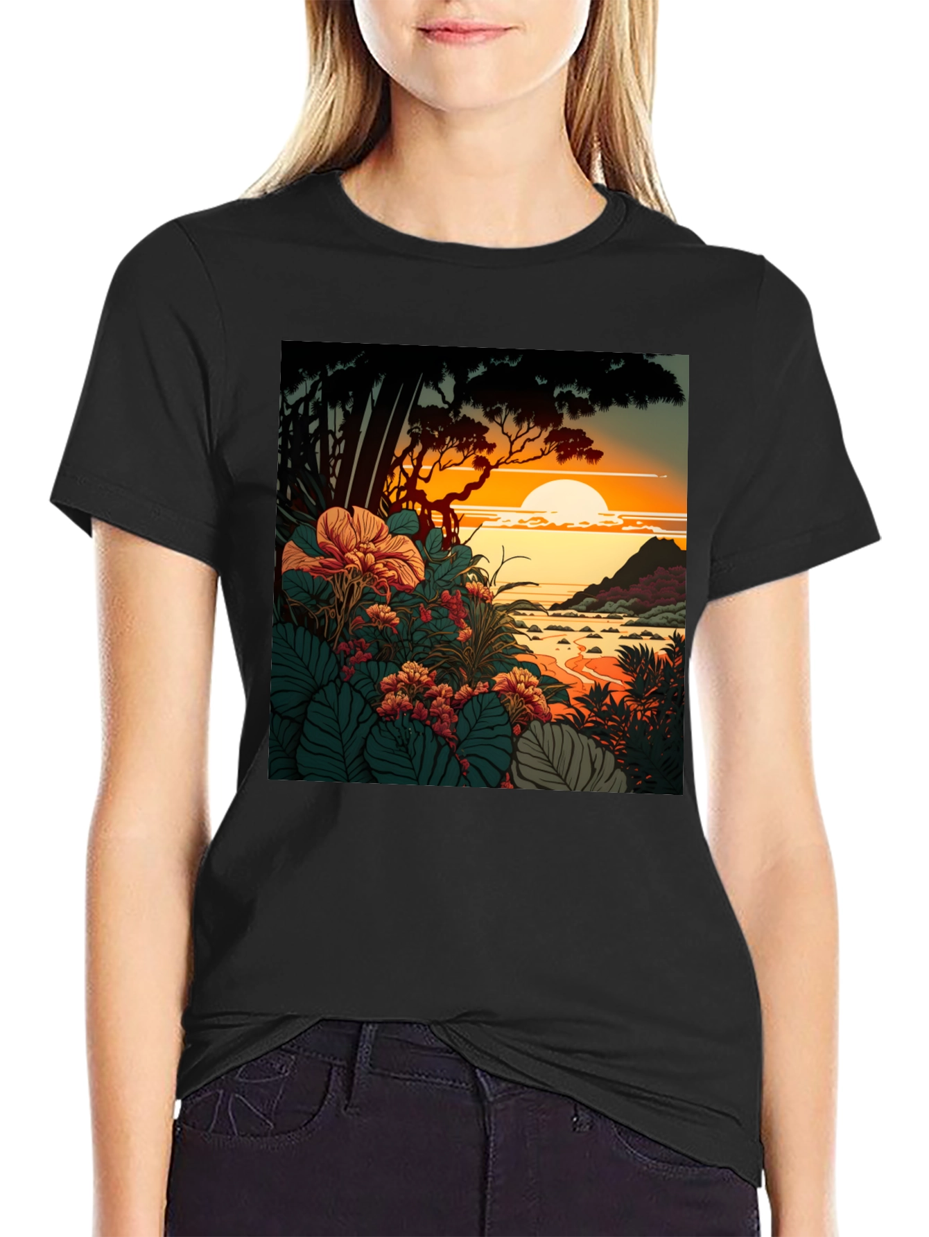 Tropical Sunset Graphic Tee - Stylish Comfort