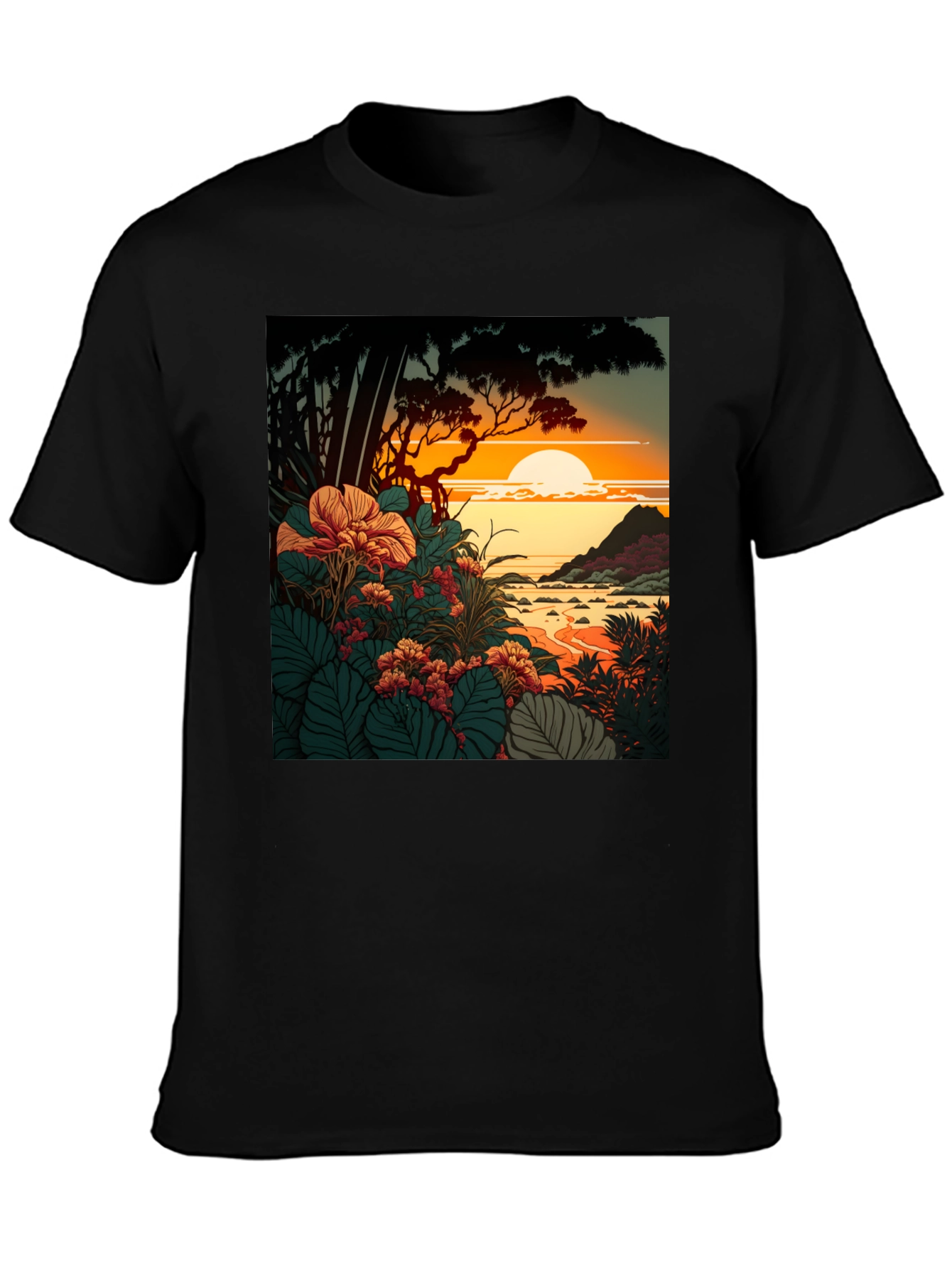 Tropical Sunset Graphic Tee - Stylish Comfort