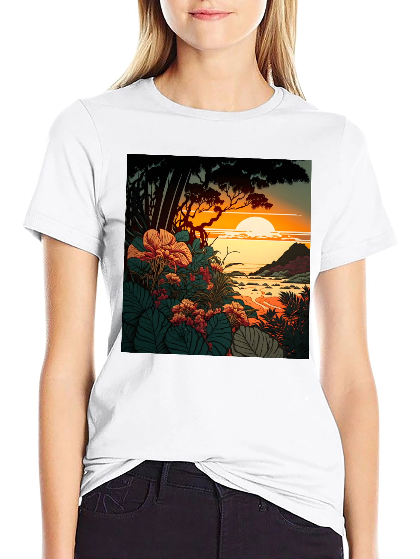 Tropical Sunset Graphic Tee - Stylish Comfort