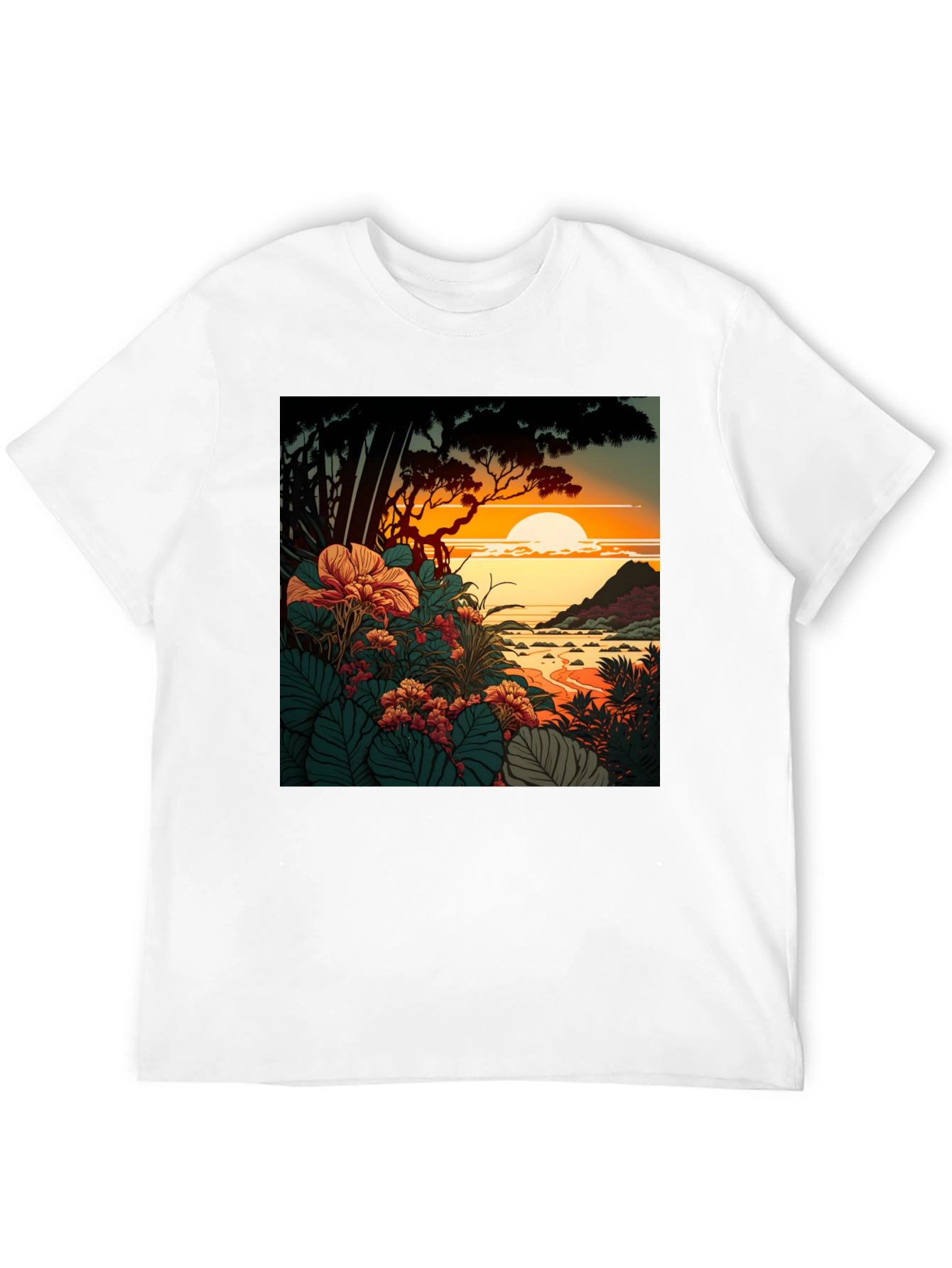 Tropical Sunset Graphic Tee - Stylish Comfort