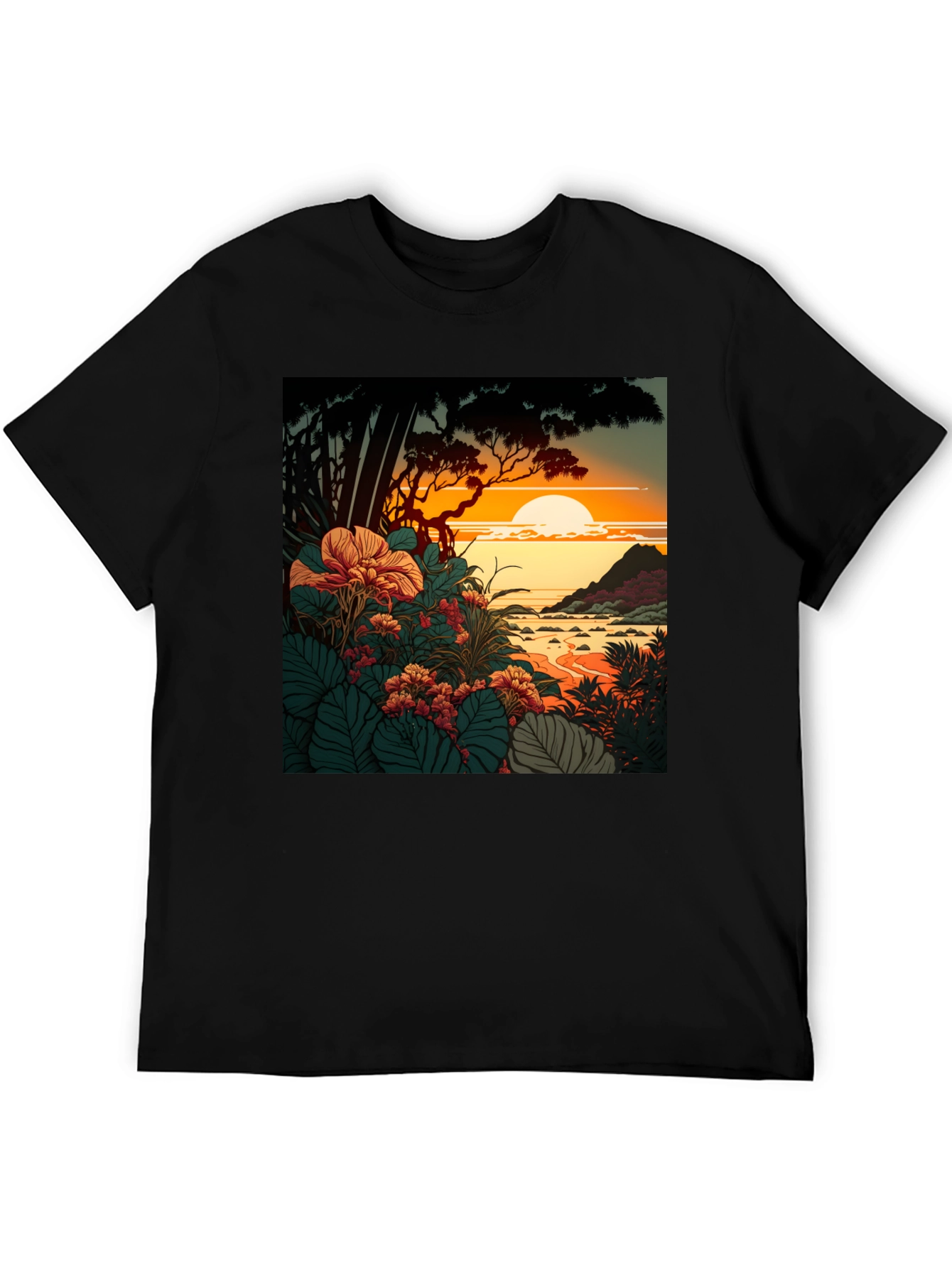 Tropical Sunset Graphic Tee - Stylish Comfort