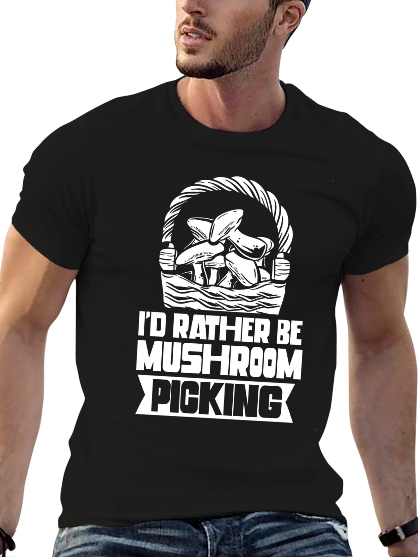 Mushroom Picking Graphic T-Shirt - Novelty Tee