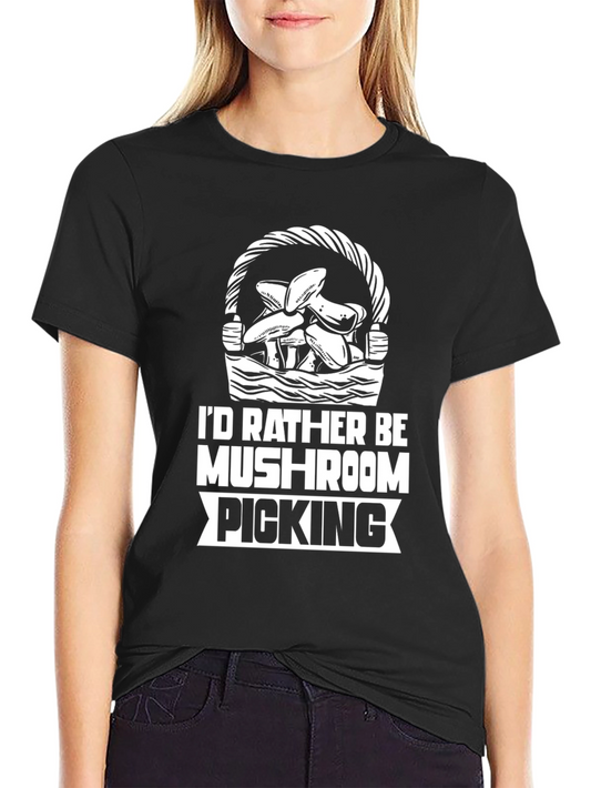 Mushroom Picking Graphic T-Shirt - Novelty Tee
