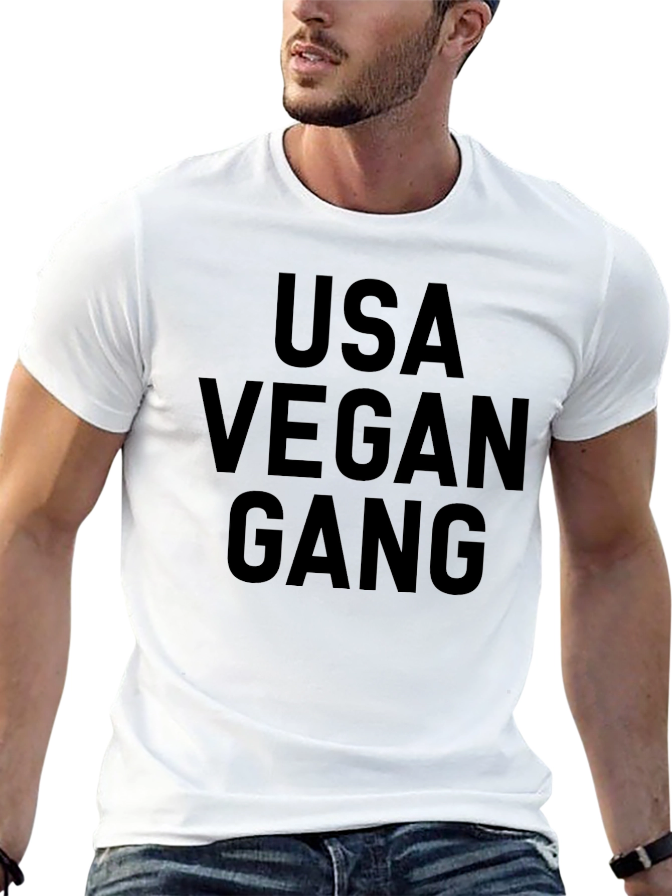 USA Vegan Gang Graphic Tee - Black Cotton