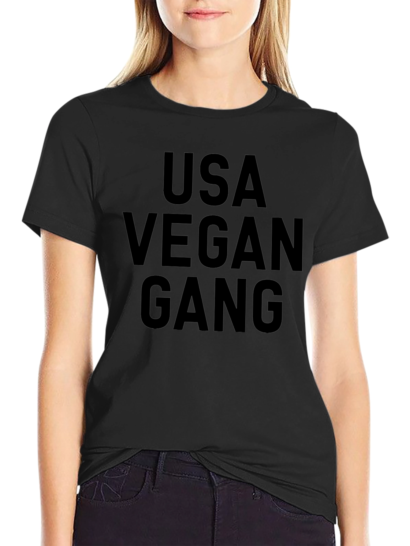 USA Vegan Gang Graphic Tee - Black Cotton