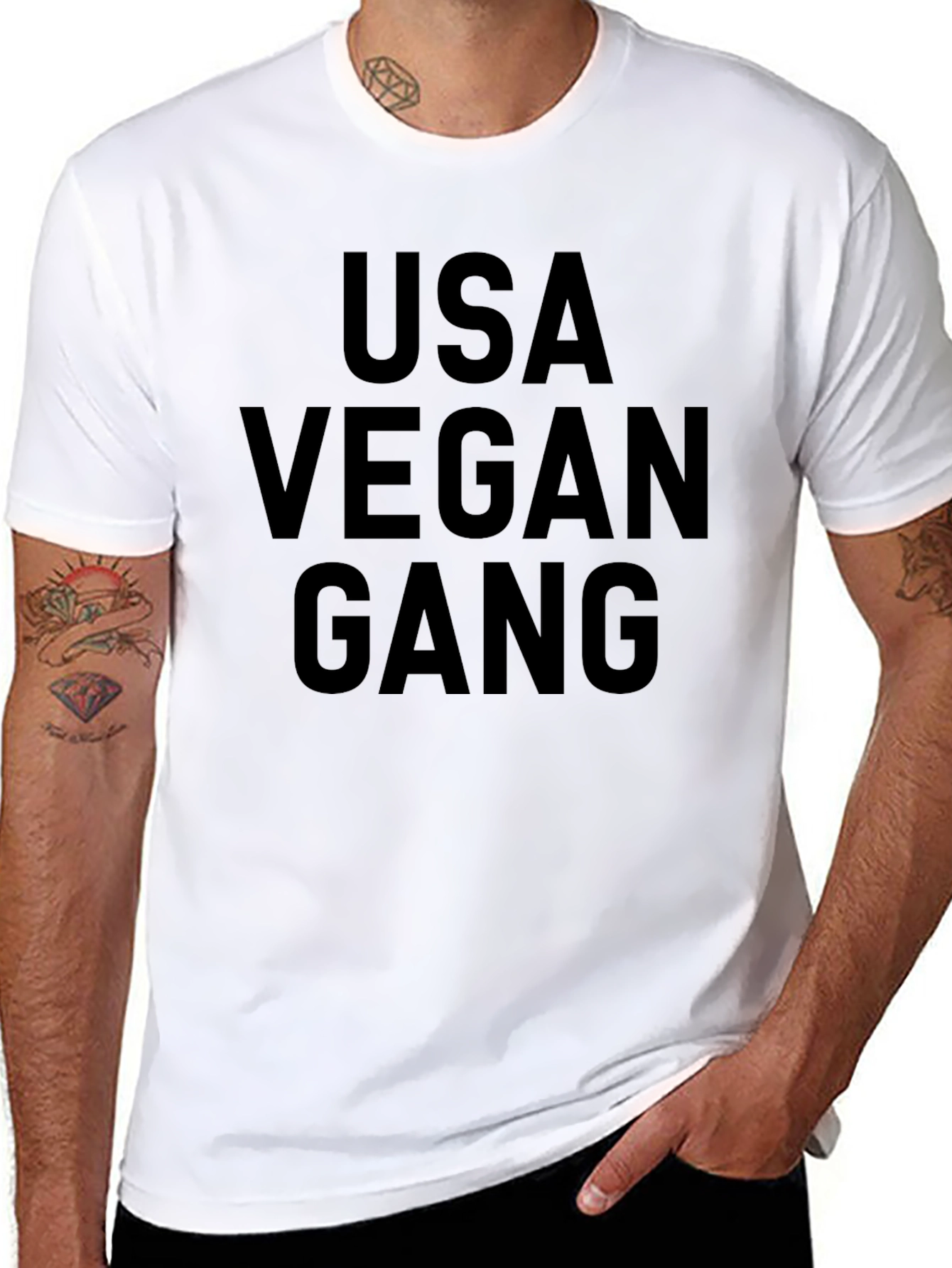 USA Vegan Gang Graphic Tee - Black Cotton