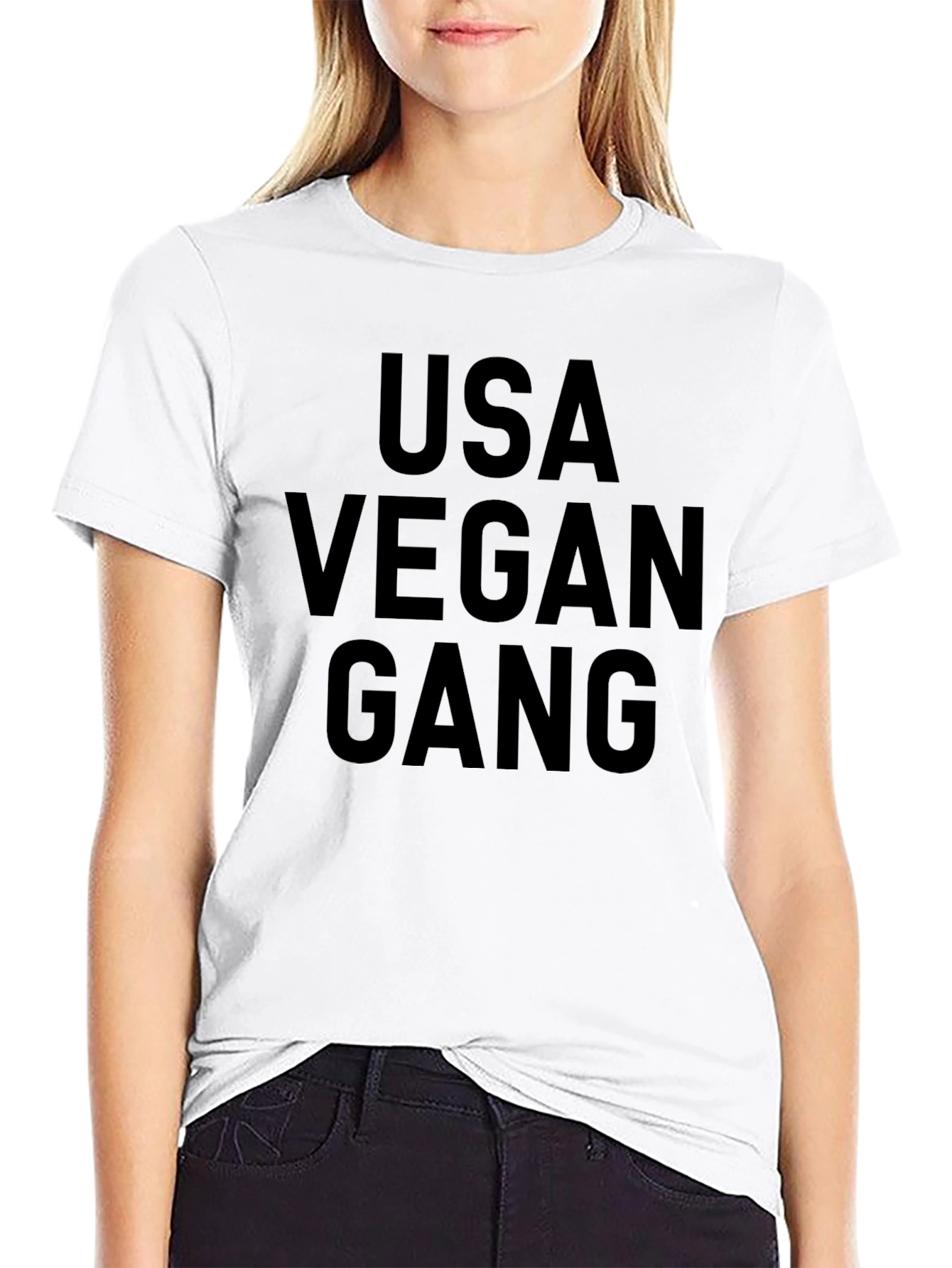 USA Vegan Gang Graphic Tee - Black Cotton