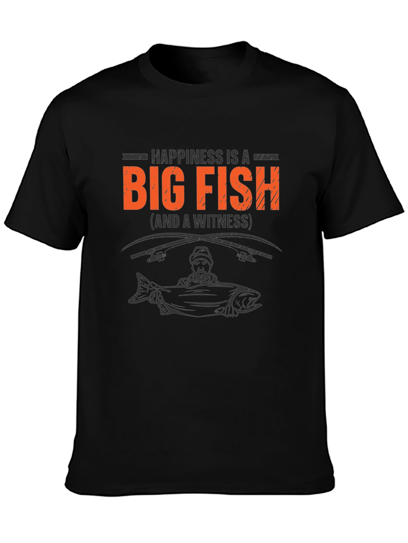 Happiness is a Big Fish Black T-Shirt