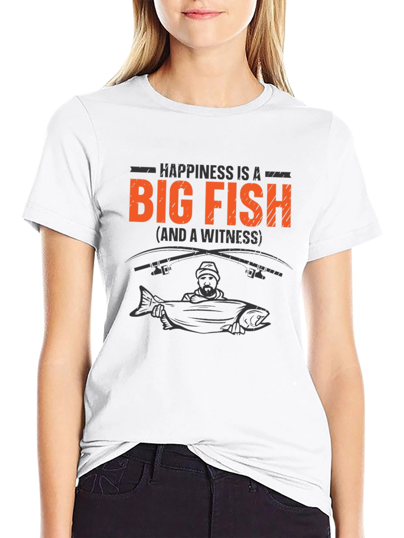 Happiness is a Big Fish Black T-Shirt