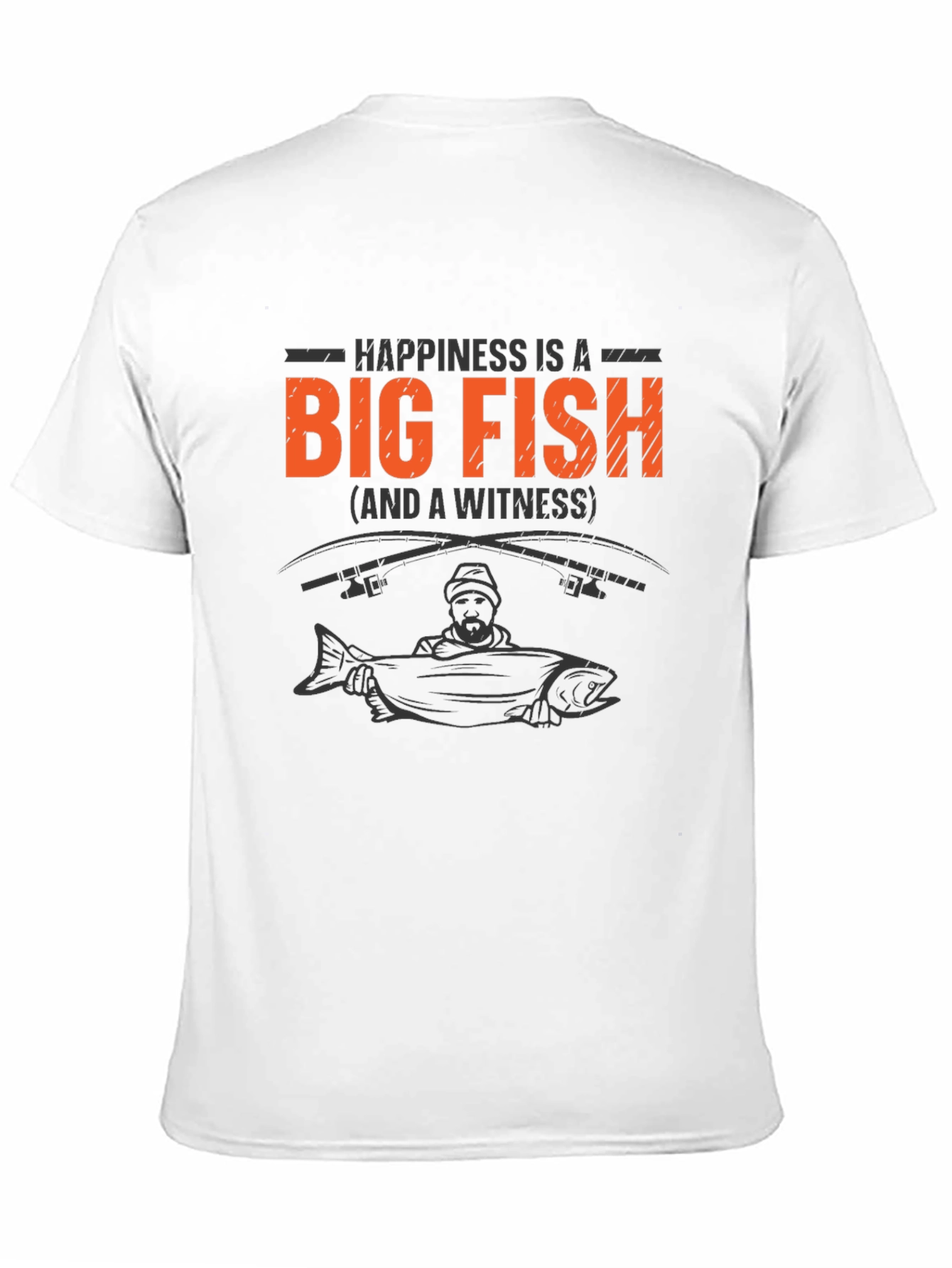 Happiness is a Big Fish Black T-Shirt