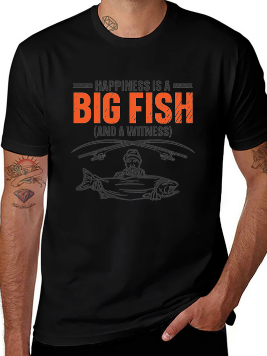 Happiness is a Big Fish Black T-Shirt