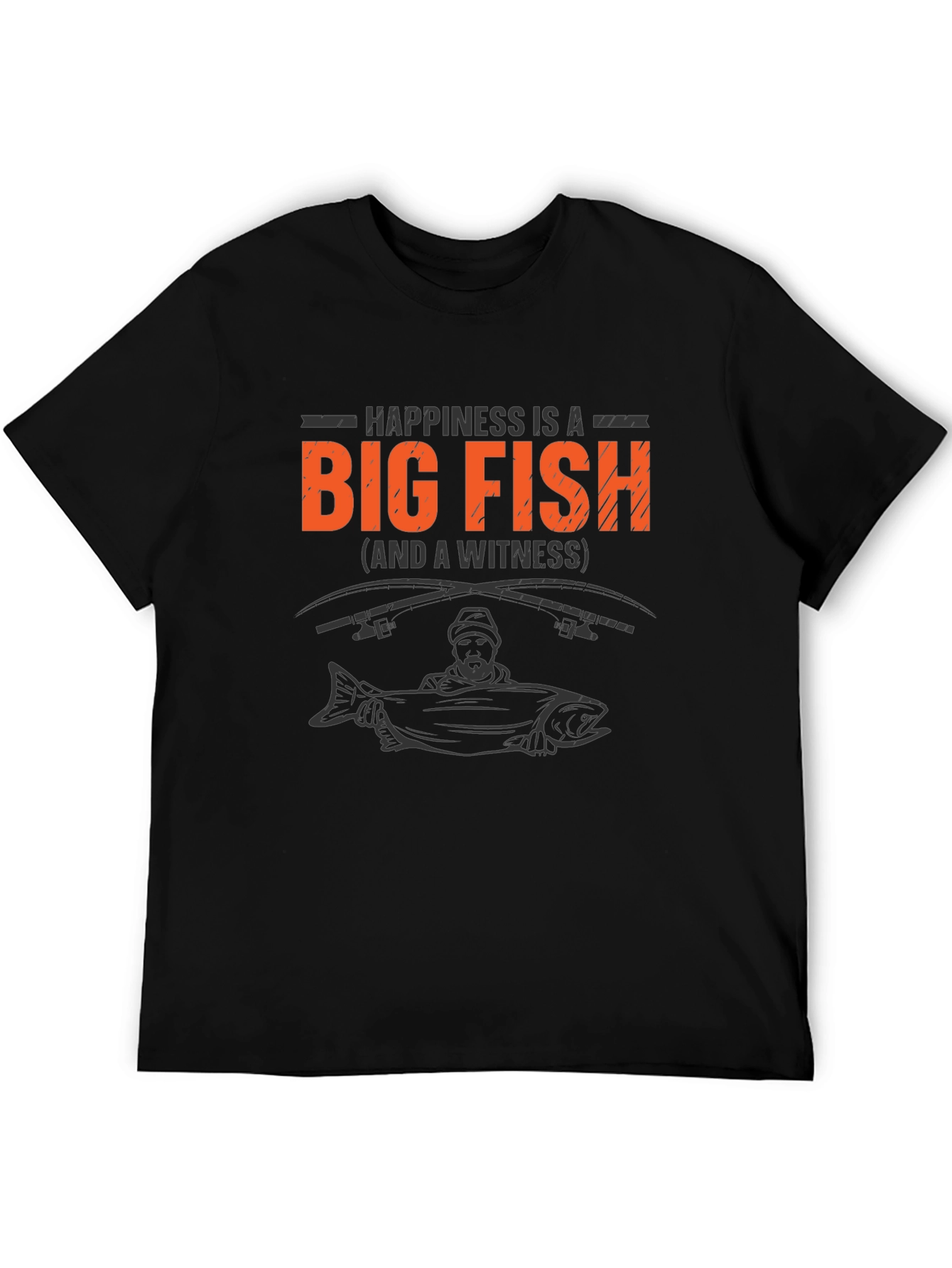 Happiness is a Big Fish Black T-Shirt